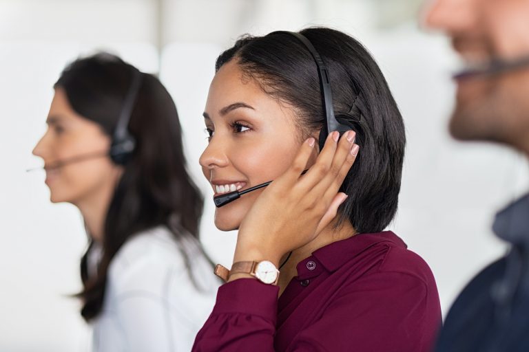 People working in call center